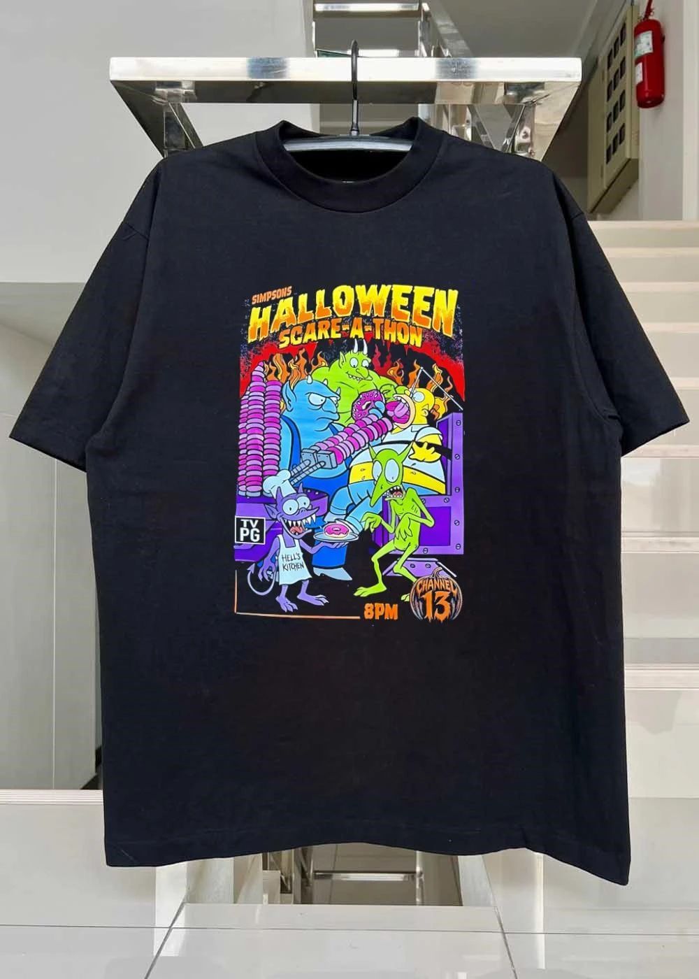 Homer the Simpsons Simpsons HALLOWEEN SCARE-A-THON TV PG 8PM CHANNEL 13 shirt