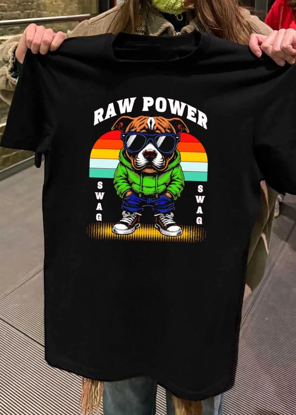 Raw Power Swag Pitbull Dog Wearing Sunglasses Hoodie shirt
