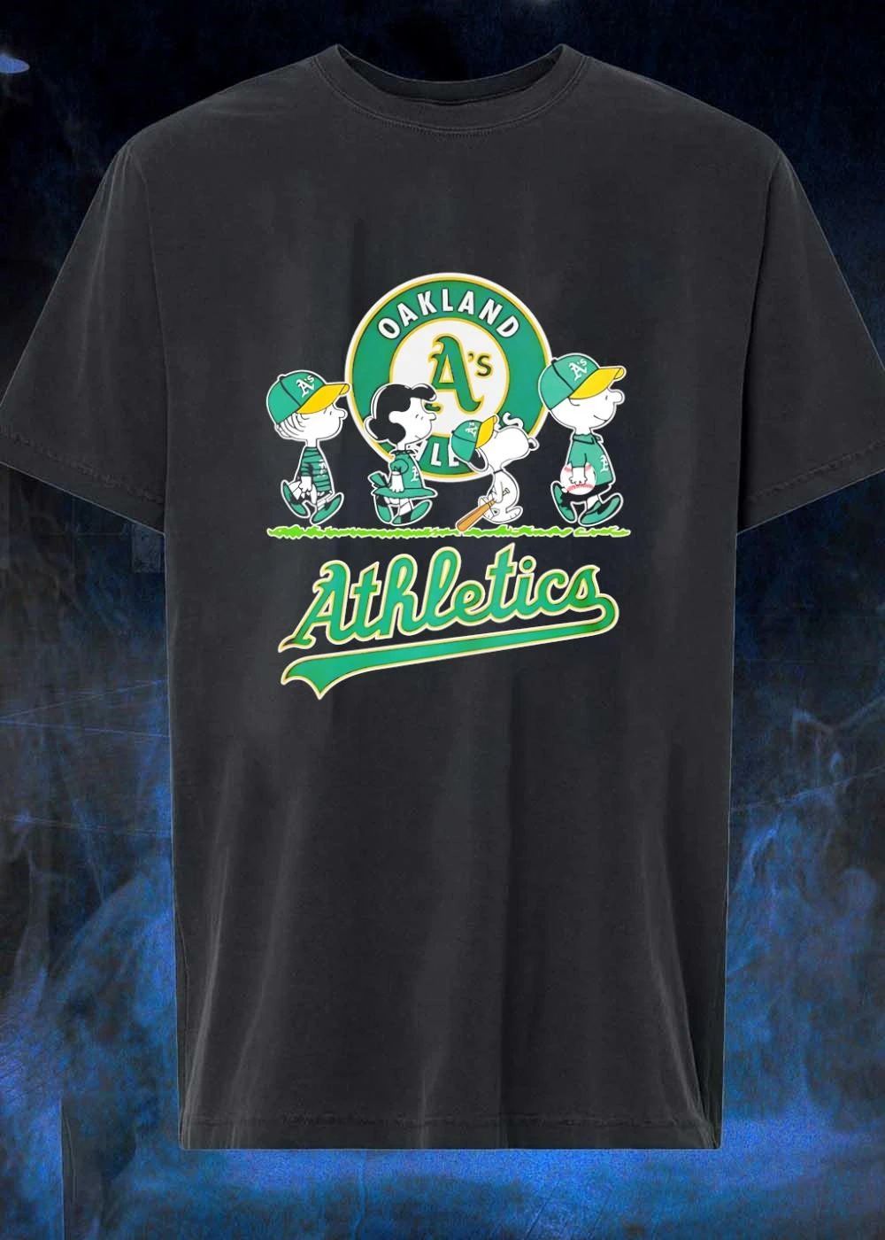 Peanuts Gang Walking with Baseball Gear Oakland A’s Athletics Shirt