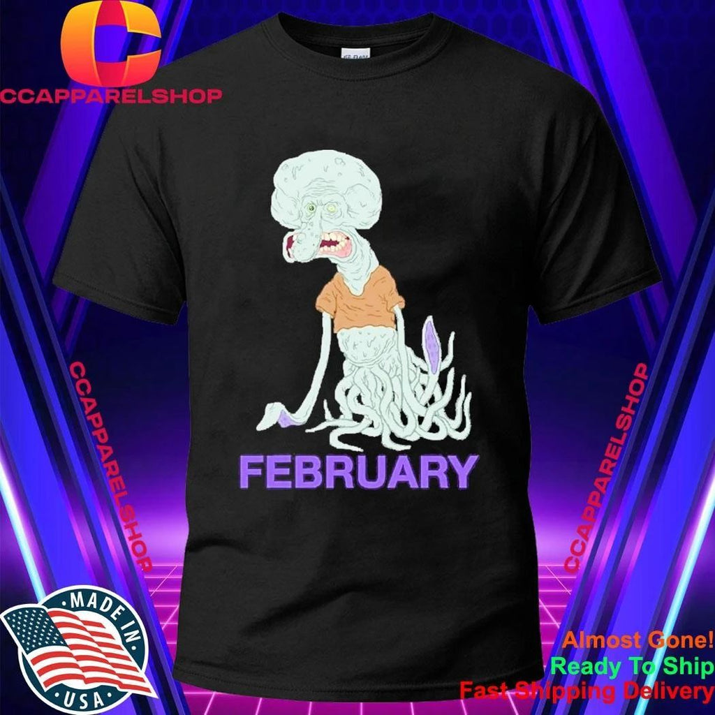 Creepy Squidward February Birthday MeatCanyon Style Distorted Cartoon Character Shirt