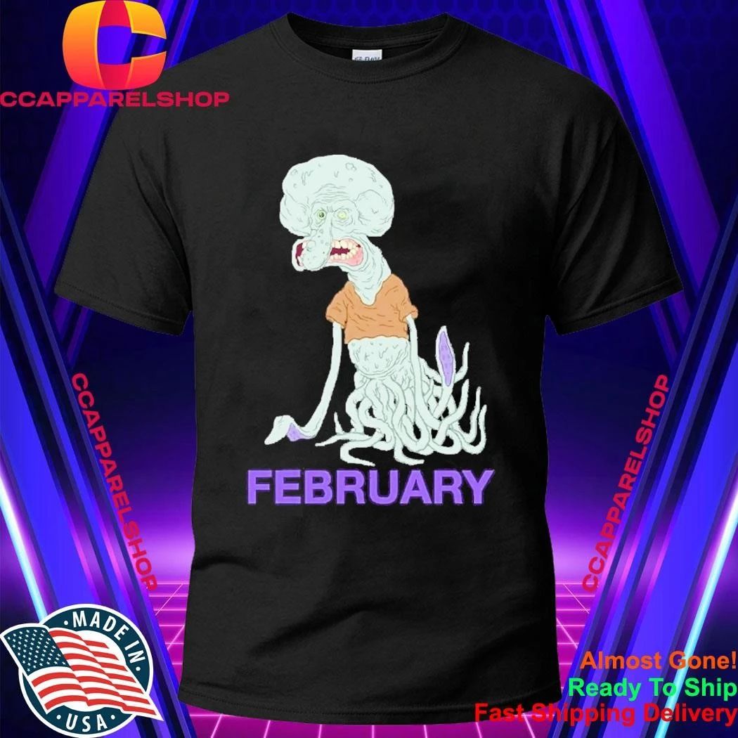 Creepy Squidward February Birthday MeatCanyon Style Distorted Cartoon Character Shirt
