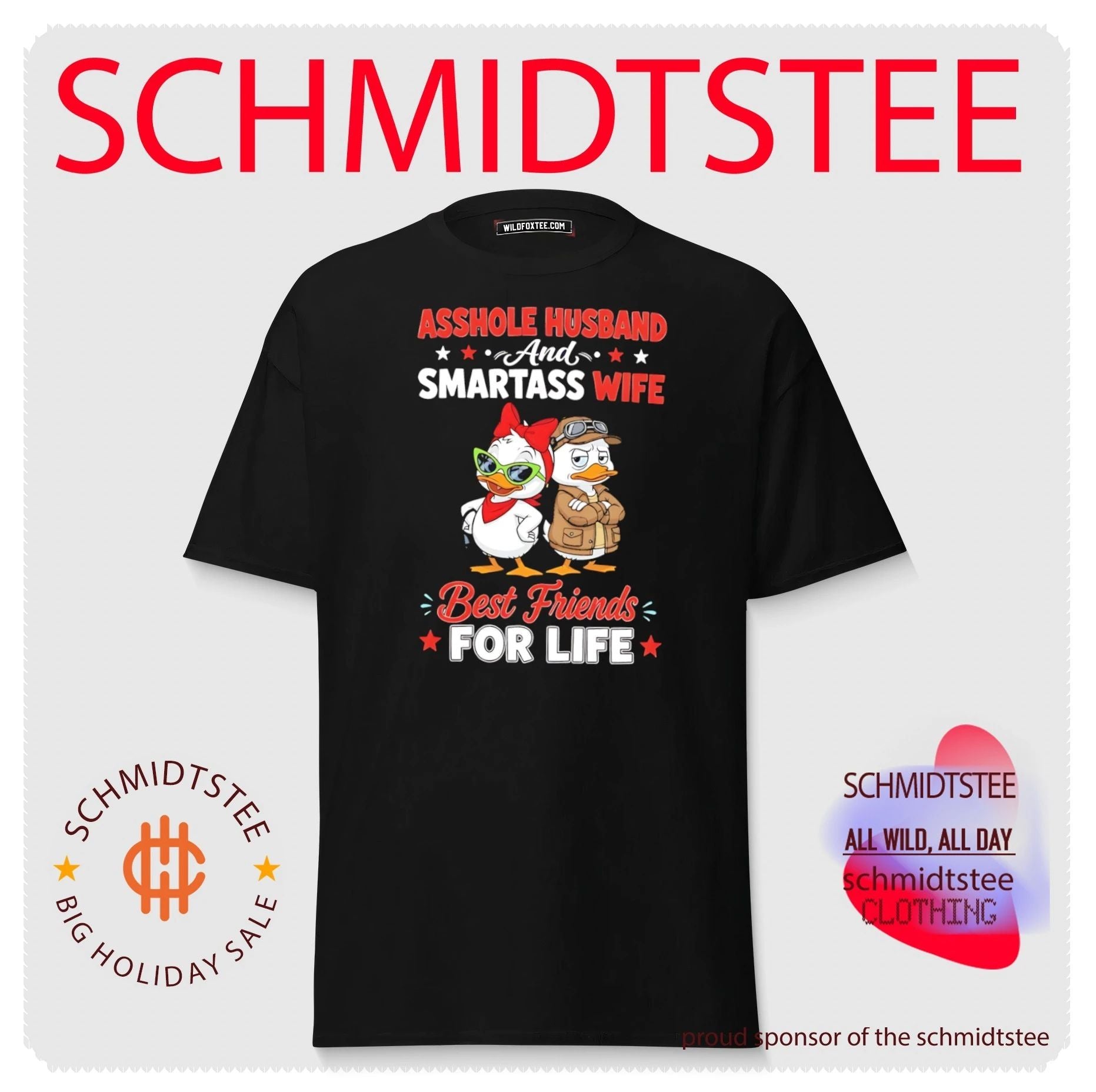 Asshole husband and smartass wife best friends for life cartoon ducks shirt