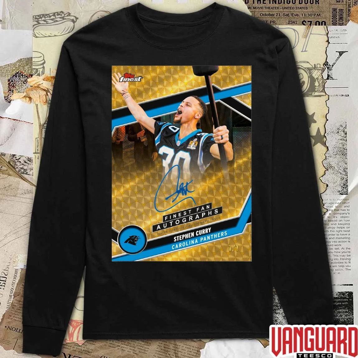 Stephen Curry Carolina Panthers Finest Fan Autographs Topps Finest Football Signature Poster t-shirt