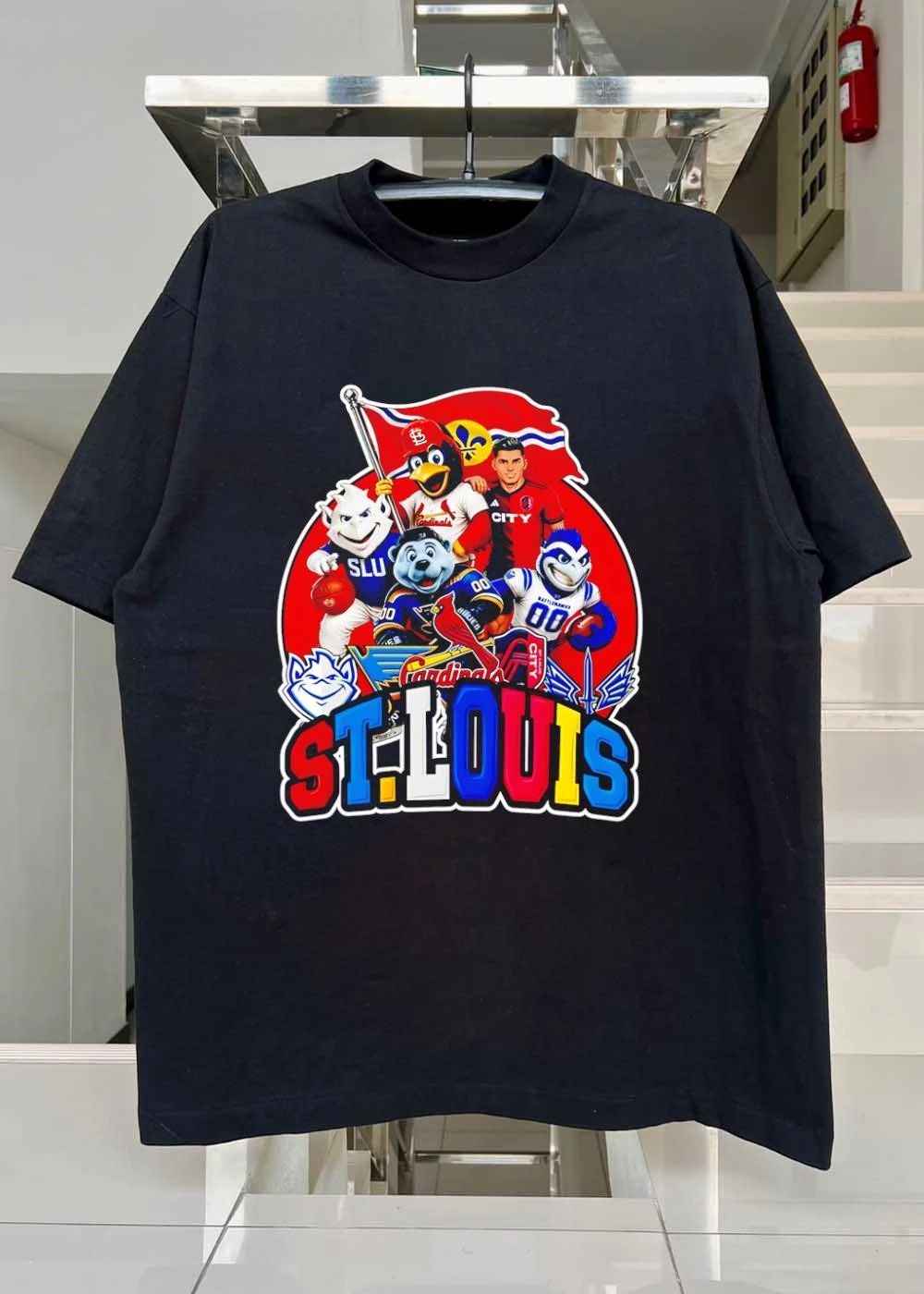 St. Louis Cardinals Blues City SC BattleHawks SLU Mascots Player City Flag shirt