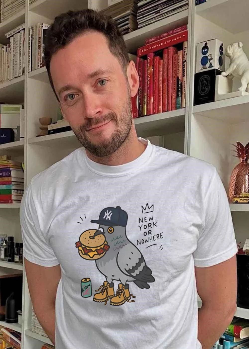 New York or Nowhere Pigeon with Bagel and Arizona Iced Tea Apparel T-Shirt