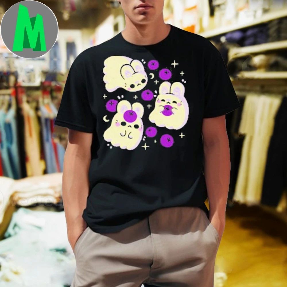 Cute Bunny Ghosts and Blueberries Shirt
