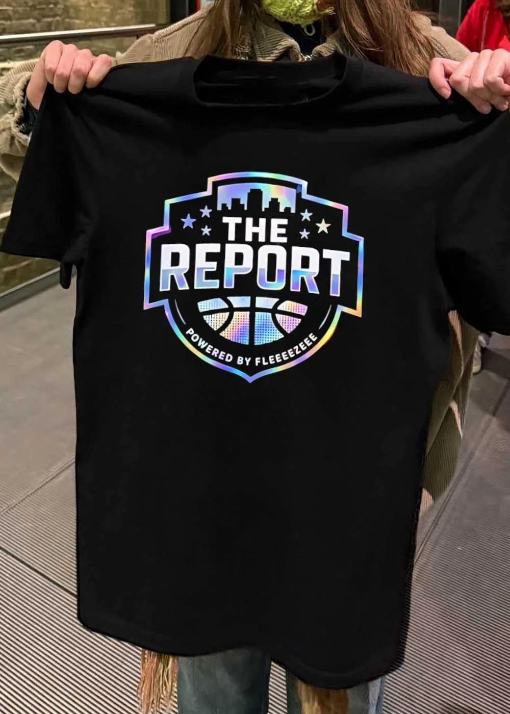 Powered by Fleeeeezeee The Report Basketball Logo T-Shirt