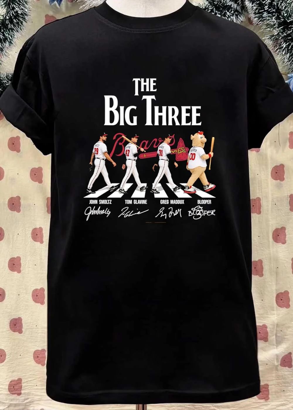 John Smoltz Tom Glavine Greg Maddux Blooper Walking The Big Three Braves T-Shirt