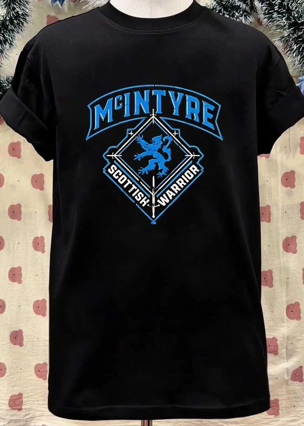 McIntyre Scottish Warrior Blue Crest Sword shirt
