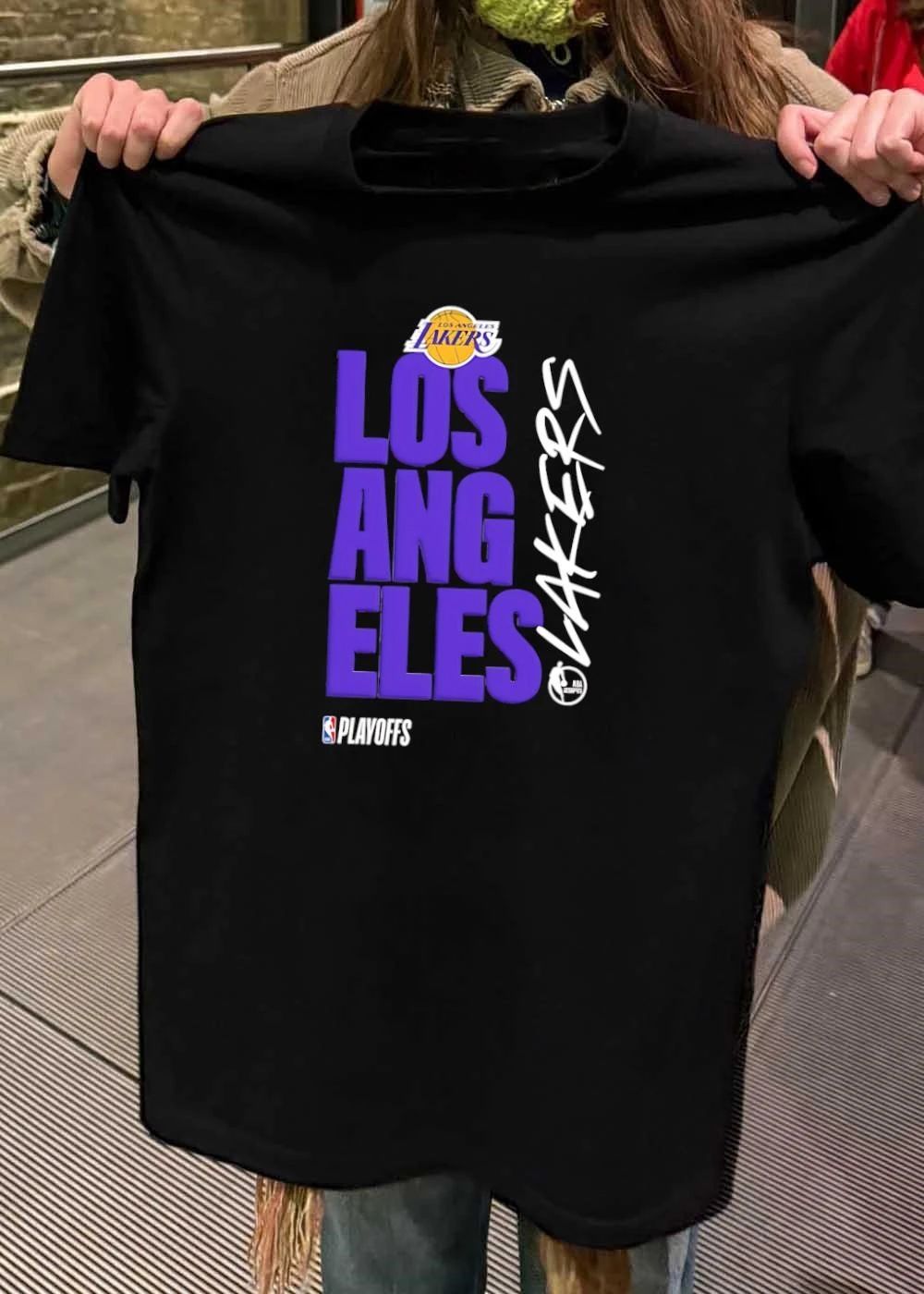 NBA Playoffs Los Angeles Lakers Logo Black T-Shirt