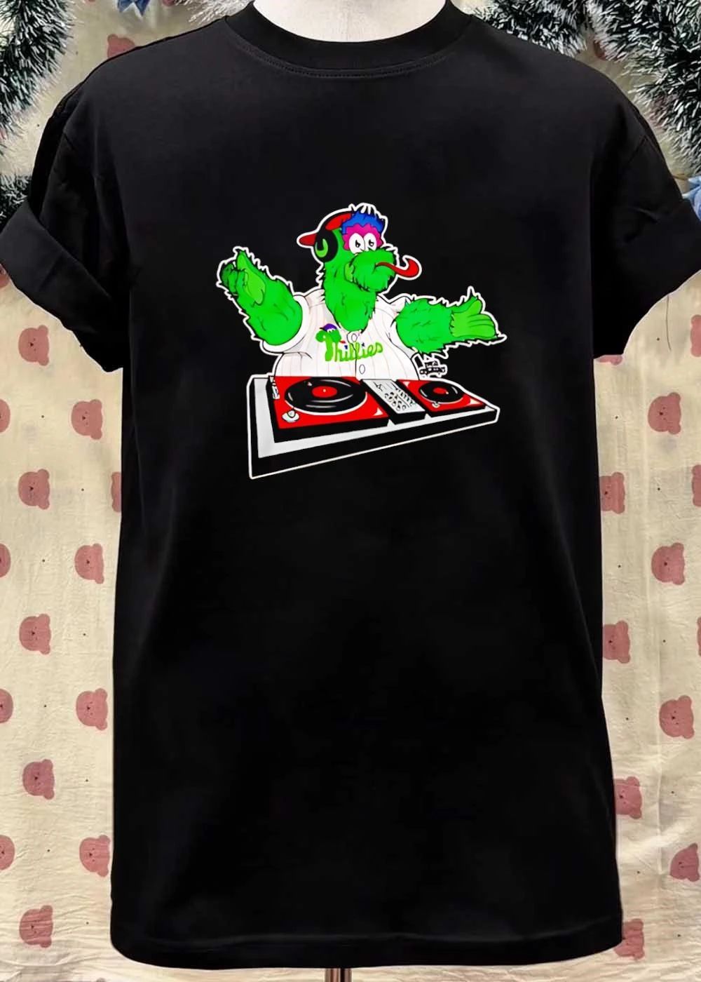 Phillie Phanatic Mascot DJ Turning Records Philadelphia Baseball shirt