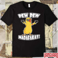 Pew Pew Madafakas Yellow Duck Carries Pistol Letter t-shirt