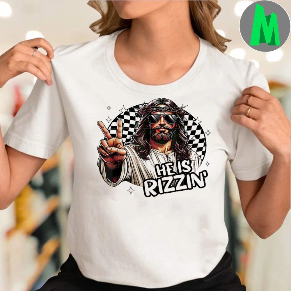 He Is Rizzin Jesus Christian Happy Easter Hunt Eggs Shirt