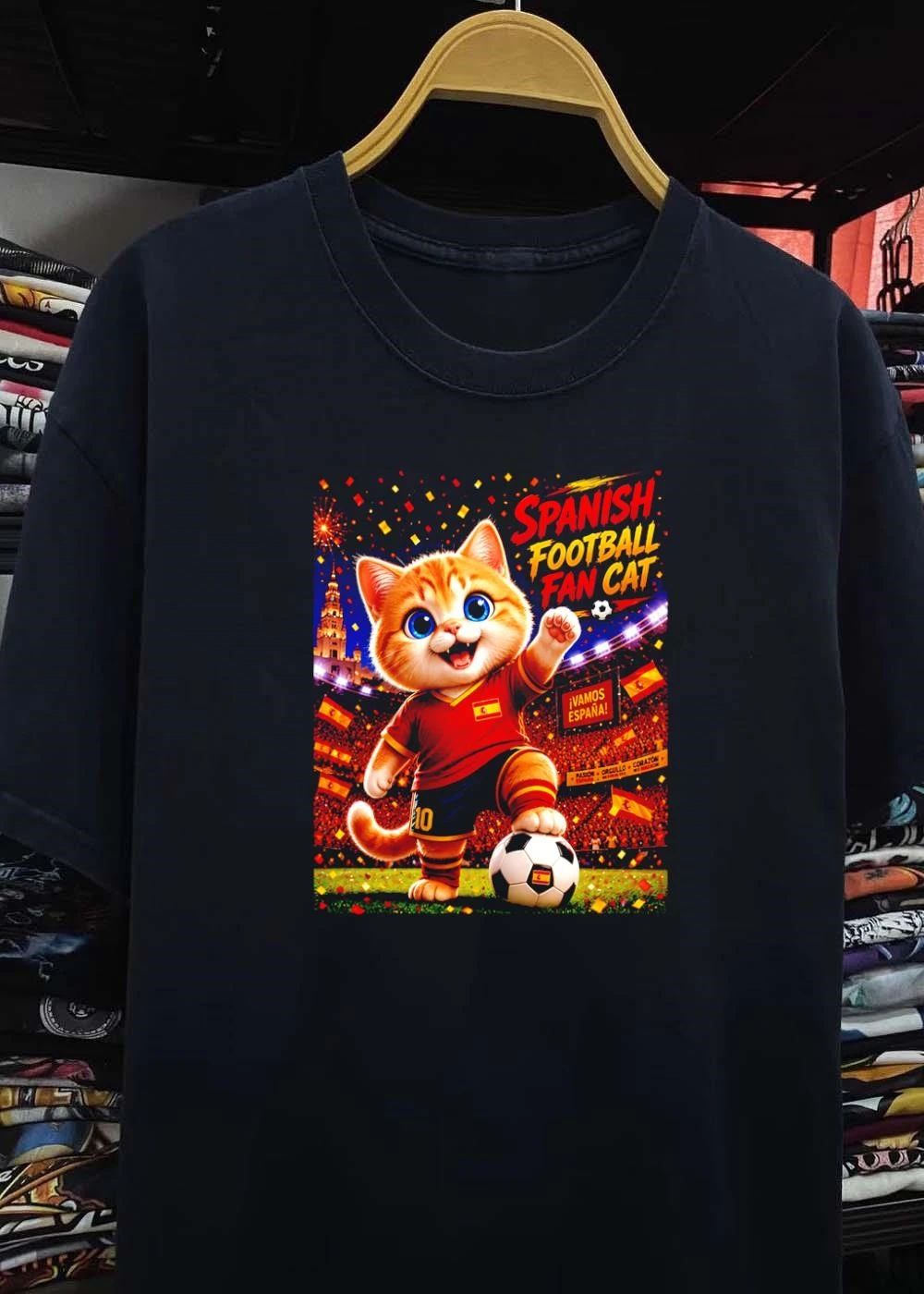 Spanish Football Fan Cat ‘ Cute Kitten Playing Soccer ‘ Vamos España Shirt
