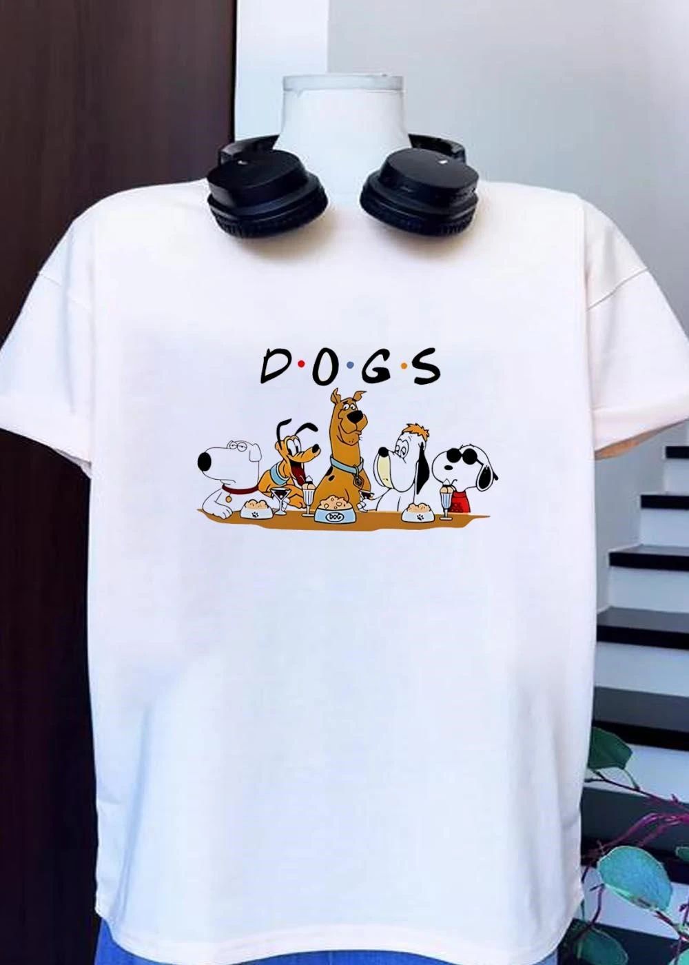 Iconic Cartoon Characters Gathering for Dinner DOGS T-Shirt