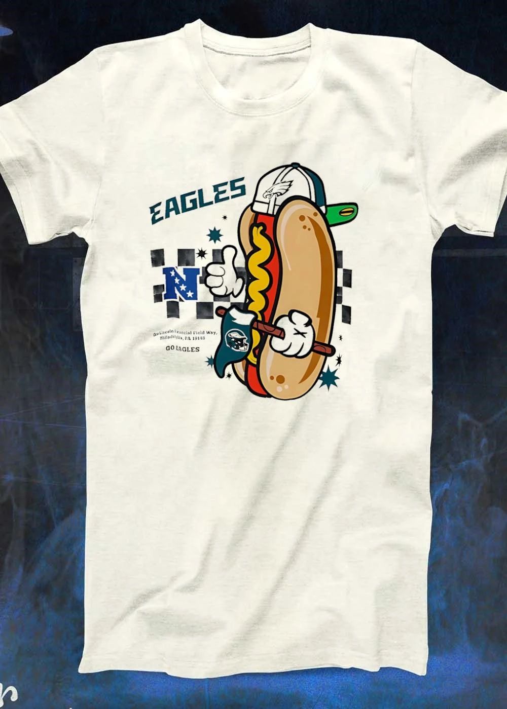 One Lincoln Financial Field Way Philadelphia PA 19148 Hot Dog Holding Flag T-Shirt