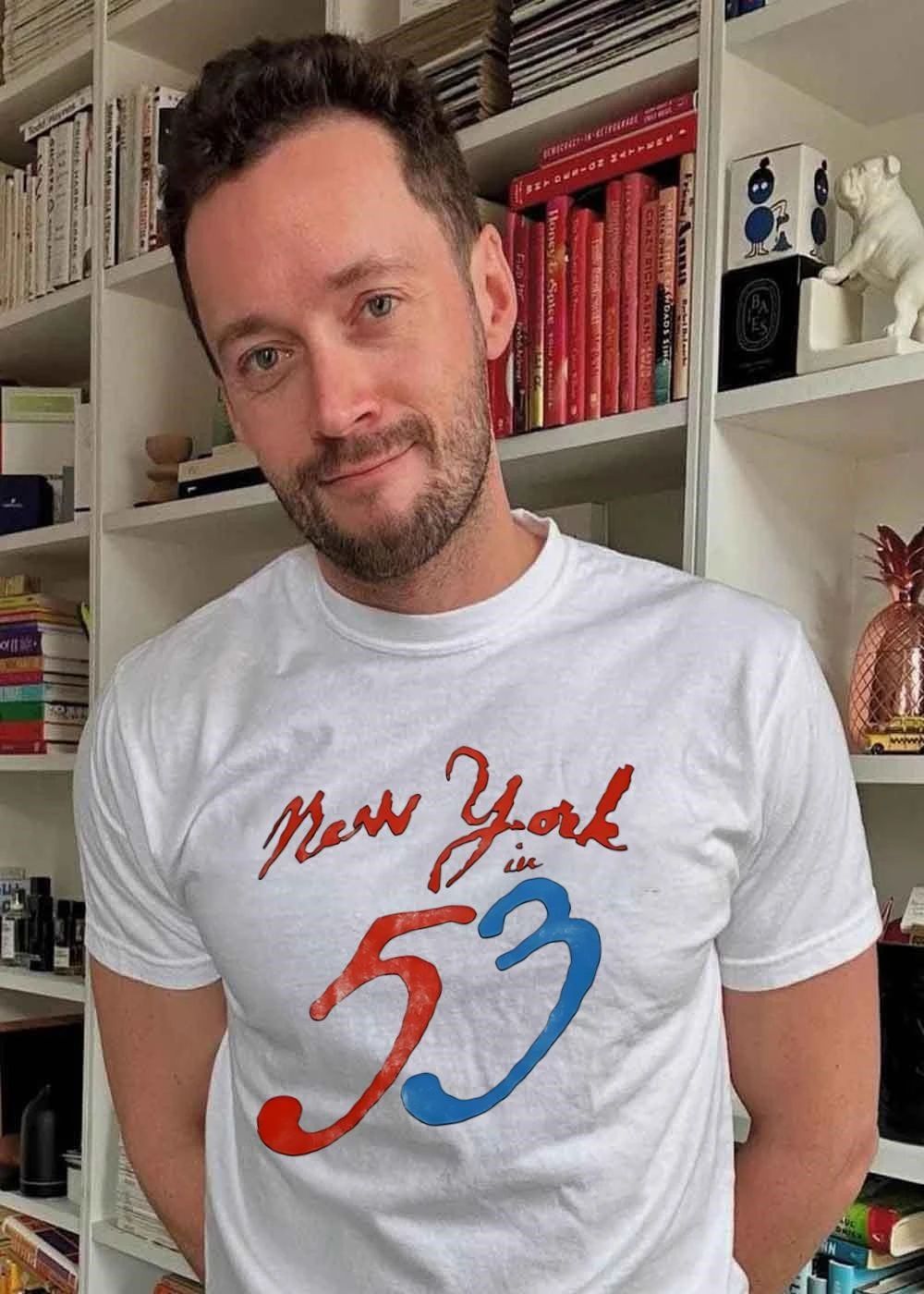 New York in 53 Script Logo Print Casual T-Shirt