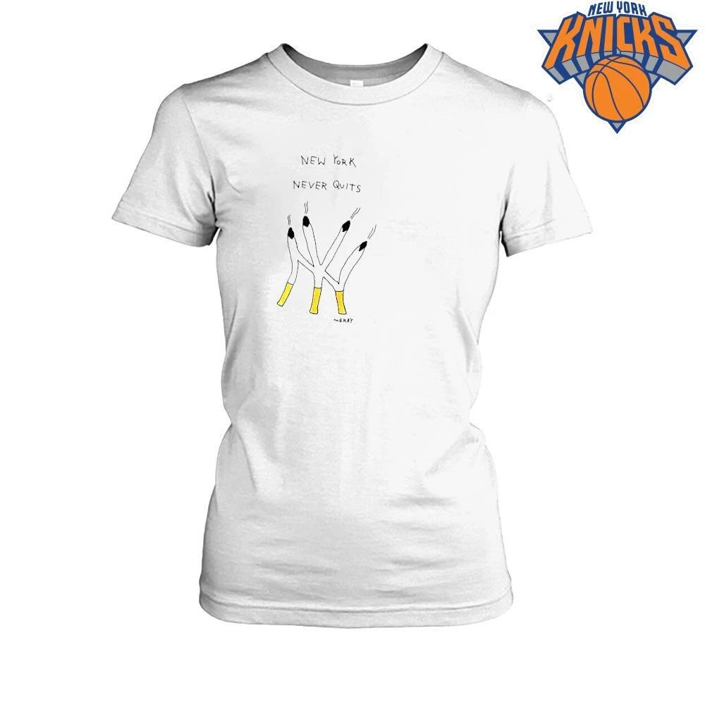 New York Never Quits Smoking Cigarettes Hand Drawn Streetwear T Shirt