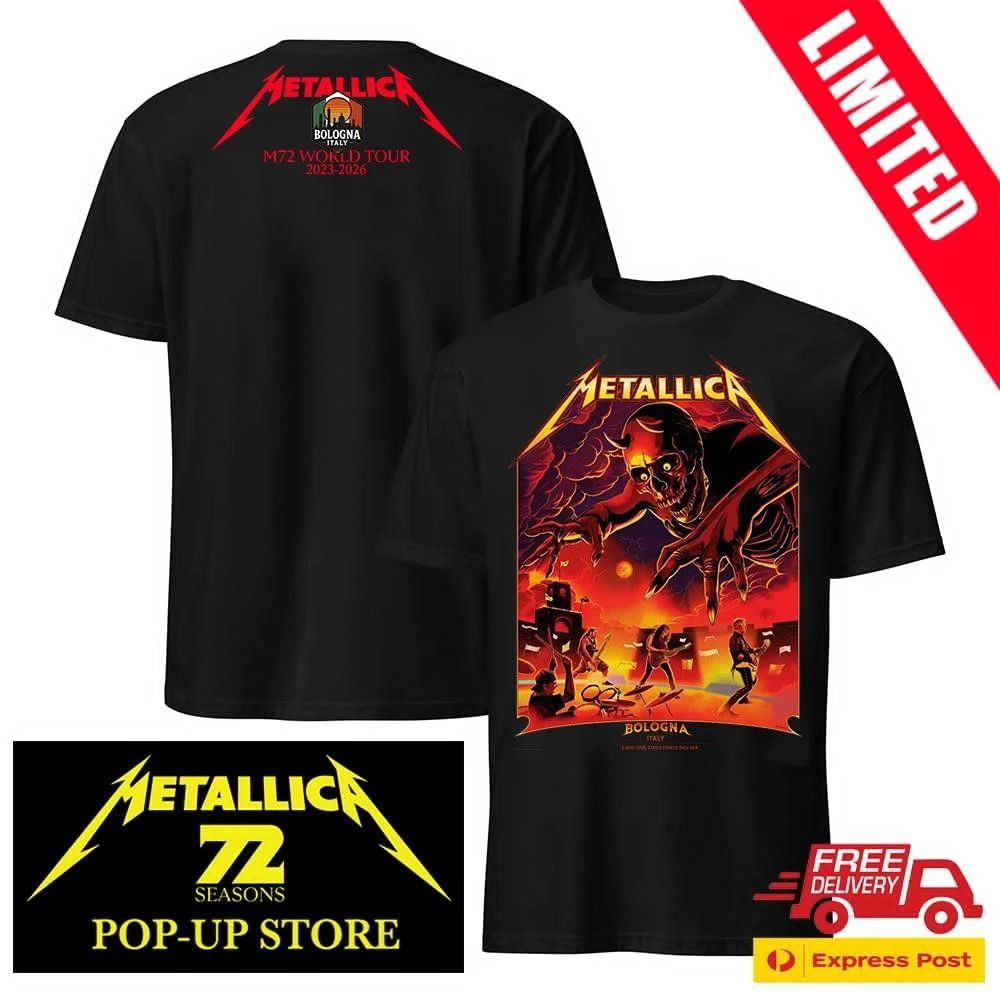 Metallica Bologna 2026 Merch Shirt Two Sided Nino Cammarata