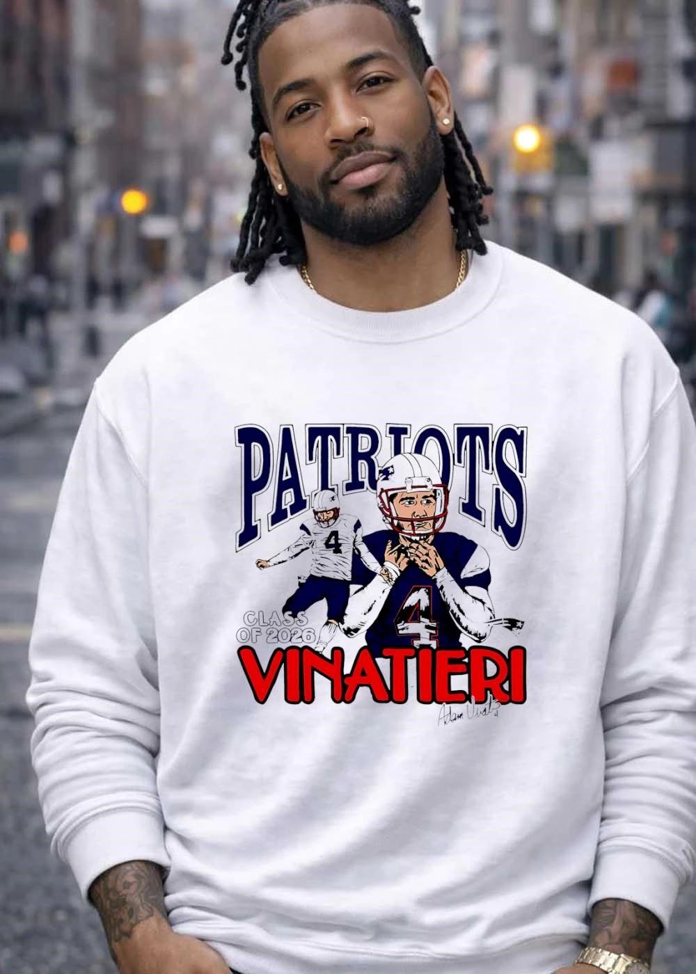 Adam Vinatieri 4 Signature Kicking Hall of Fame Class of 2026 Patriots T-Shirt