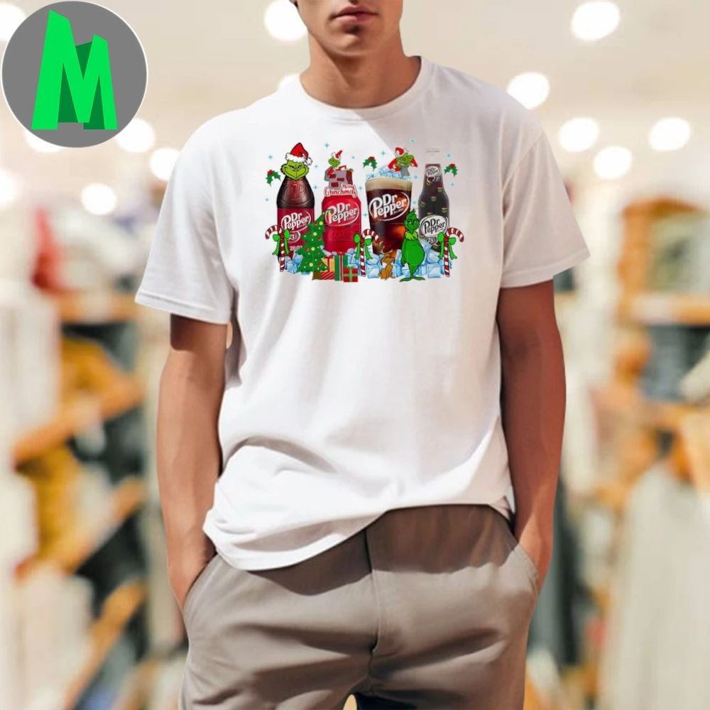 Dr Pepper soda and Christmas decorations and Grinch characters Shirt