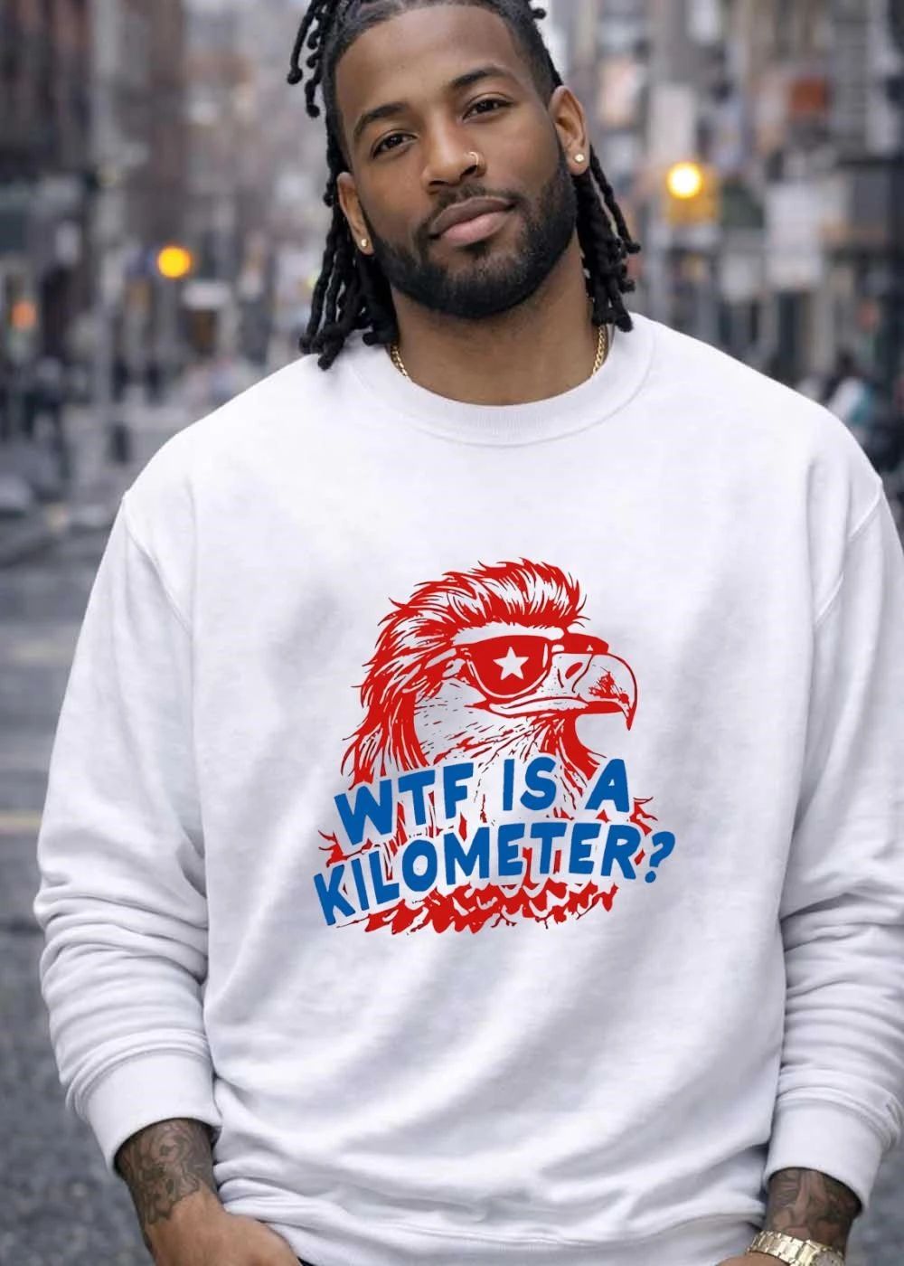 American Eagle Patriotic Apparel Wtf Is a Kilometer’ T-Shirt