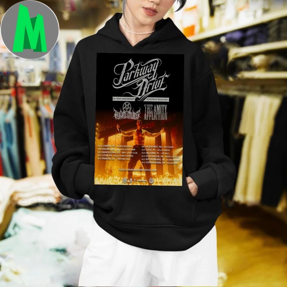 Parkway Drive 20 Year Anniversary European New Tour 2025 Poster Shirt