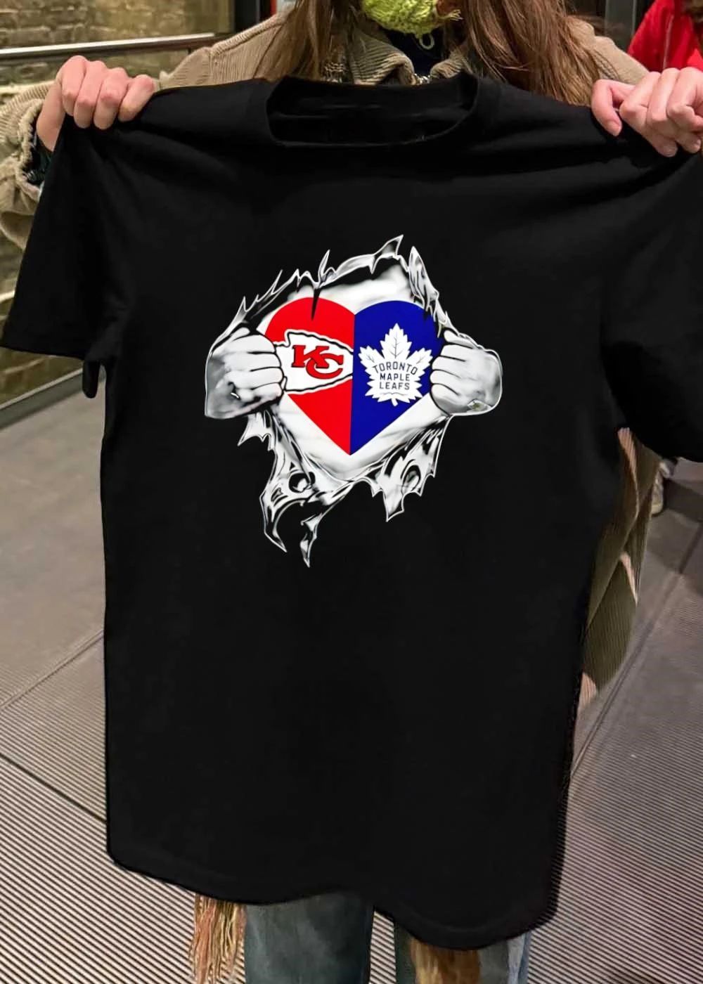 Torn Skin Effect Heart KC and Toronto Maple Leafs Fan Shirt
