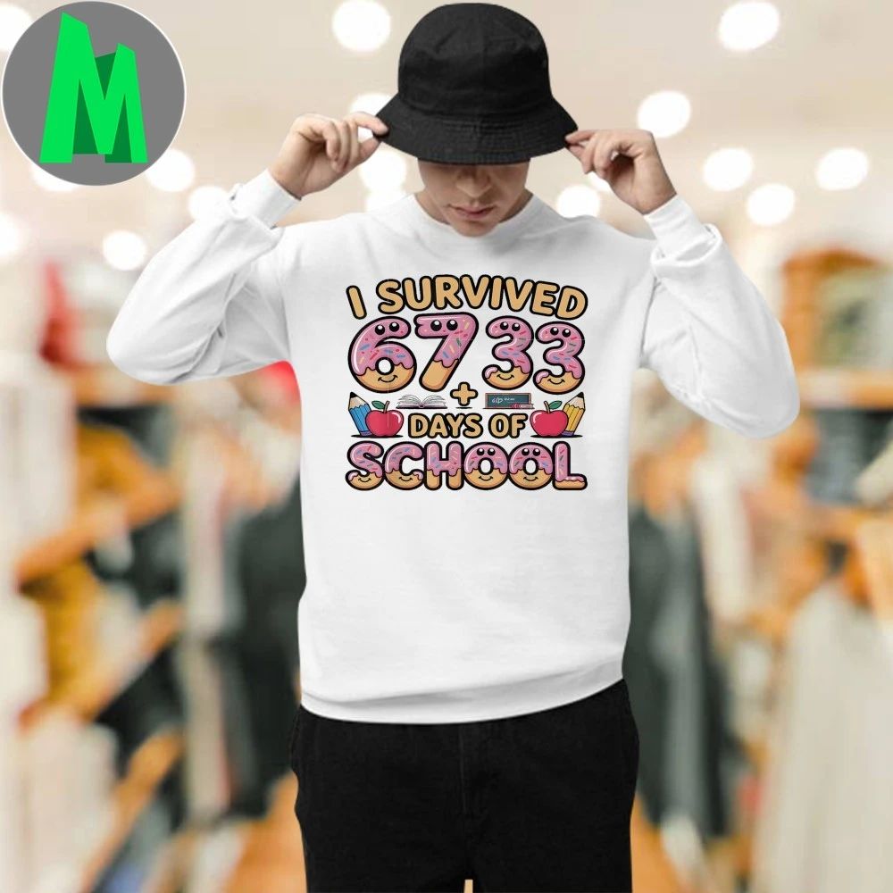 Original I Survived 67 33 Days Of School 100th Day Math Donut Shirt