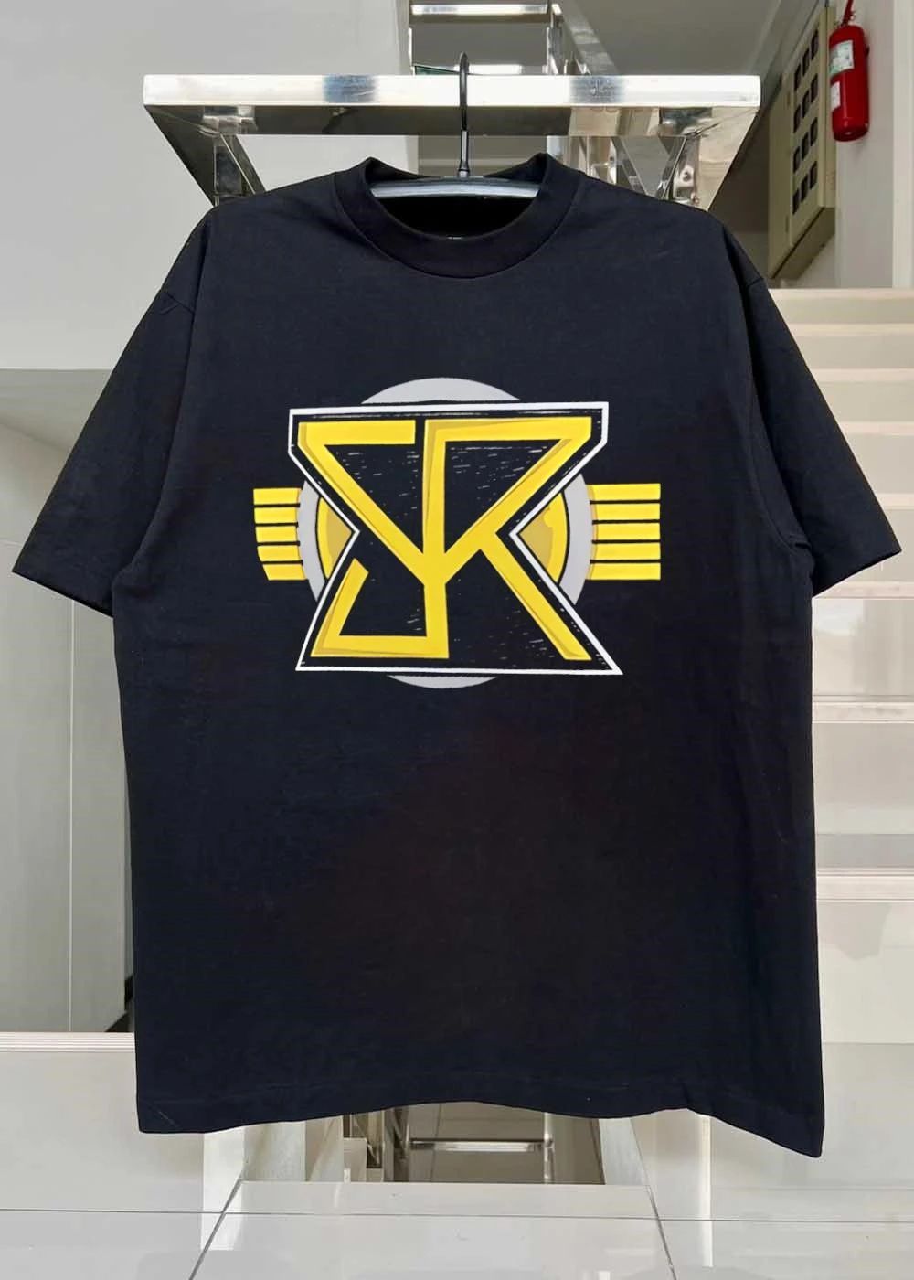 SR Logo Symbol Emblem Icon Design Yellow Gray Graphic T-Shirt