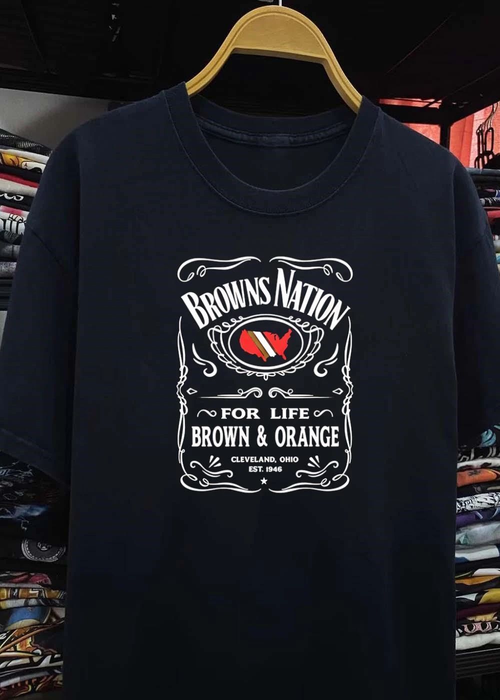 Cleveland Ohio Est 1946 Browns Nation For Life Brown and Orange shirt