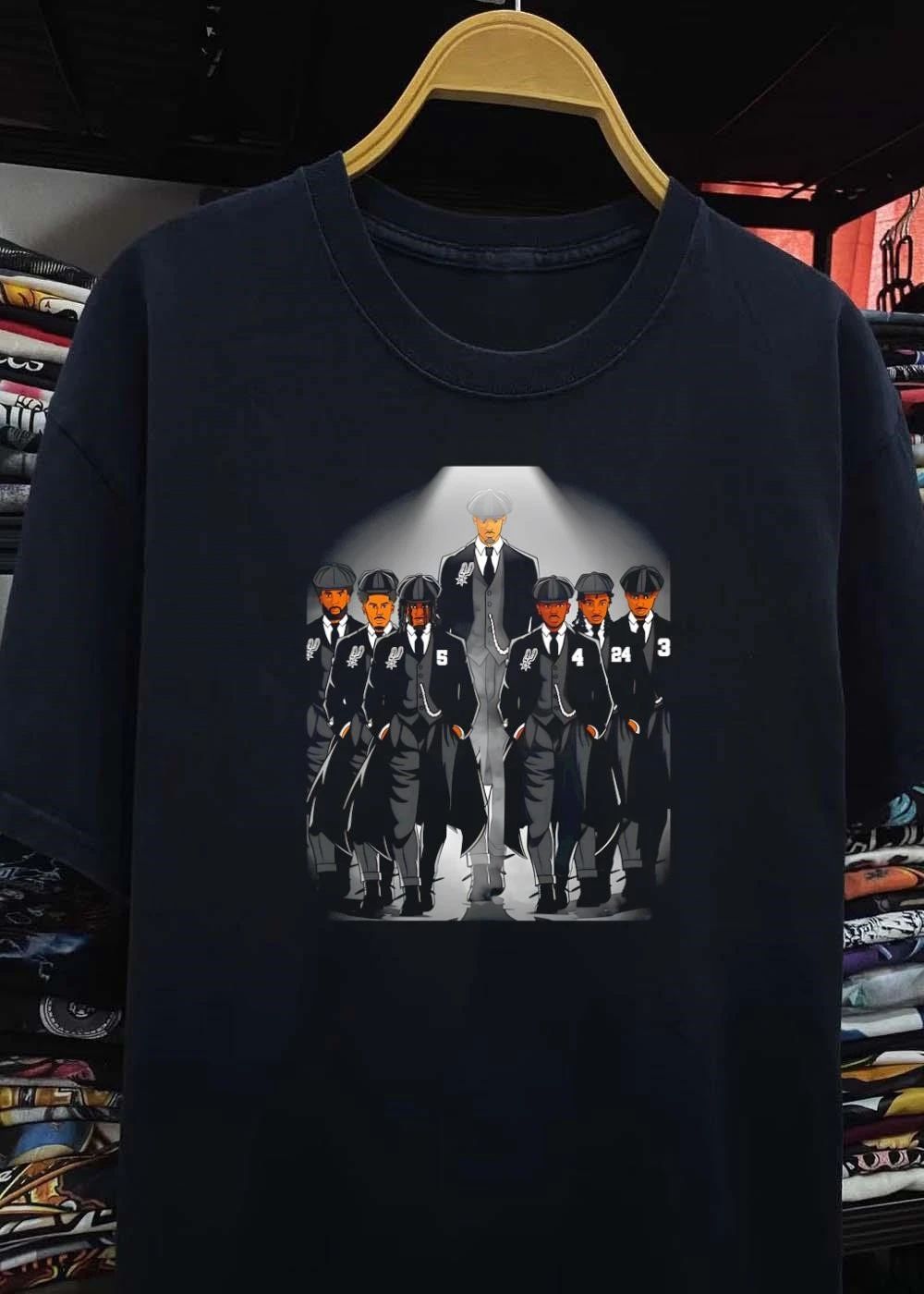 Peaky Blinders Style Basketball Players Walking 5 4 24 3 San Antonio Spurs T-Shirt