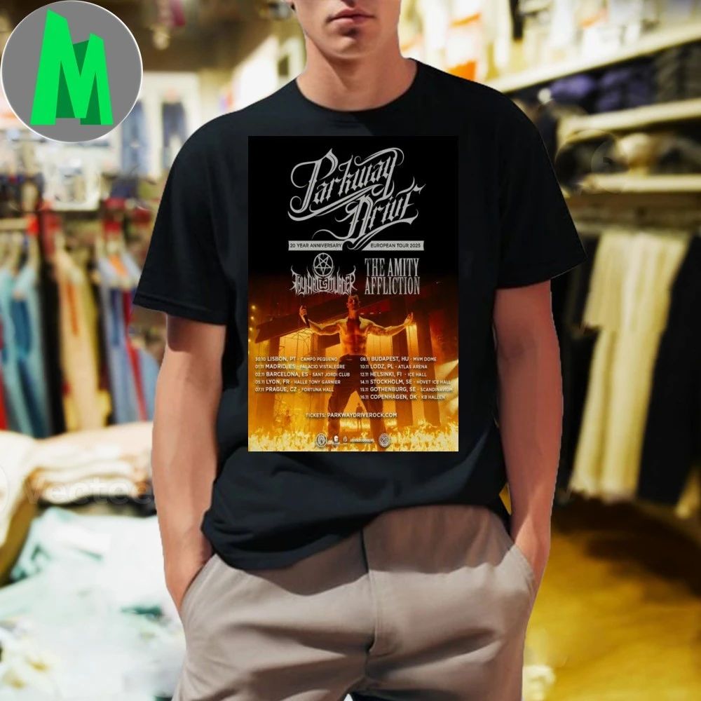Parkway Drive 20 Year Anniversary European New Tour 2025 Poster Shirt