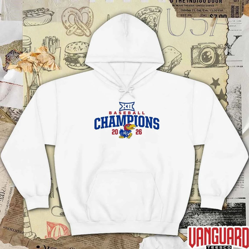 Kansas Jayhawks 2026 NCAA Big 12 Conference Pop Up Tee Champions 5 Panel Rope t-shirt