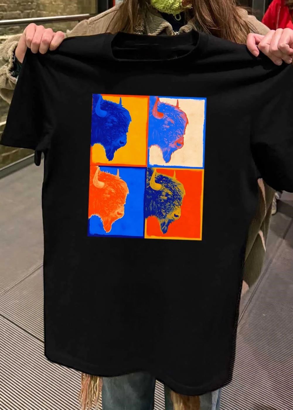 Colorful Pop Art Bison Grid Shirt