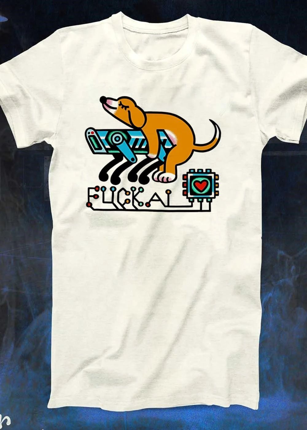 Dog Humping Robot Tech Anti Artificial Intelligence FUCK AI Heart T-Shirt