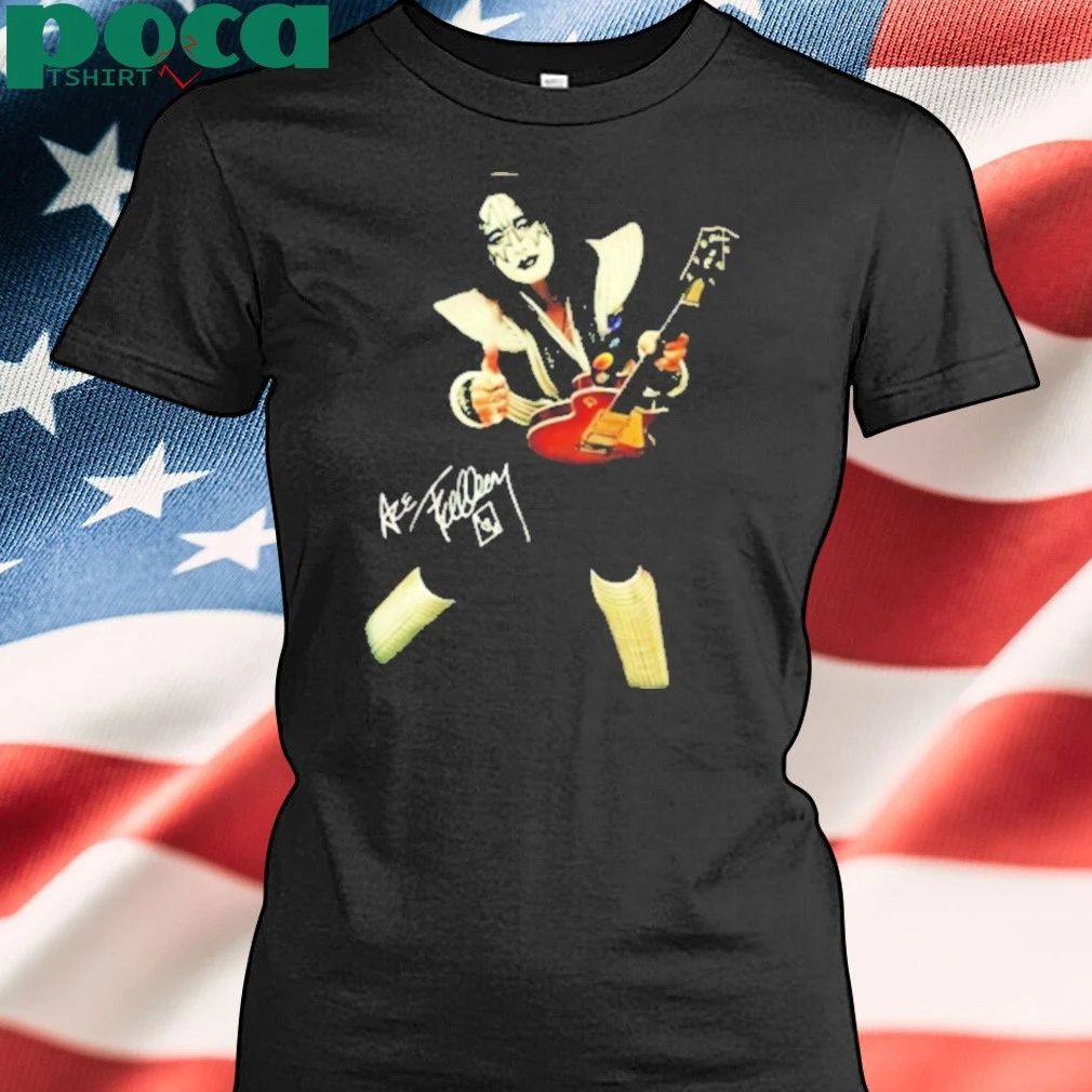 Ace Frehley with Guitar and Signature T-Shirt