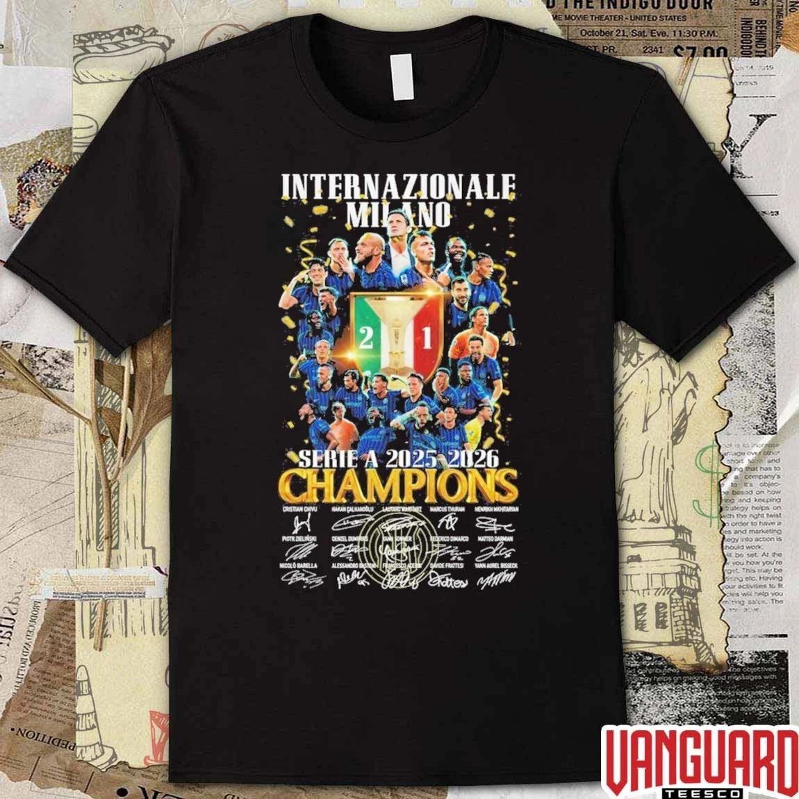 Internazionale Milano Inter Milan Serie A 2025-2026 Champions Signatures t-shirt