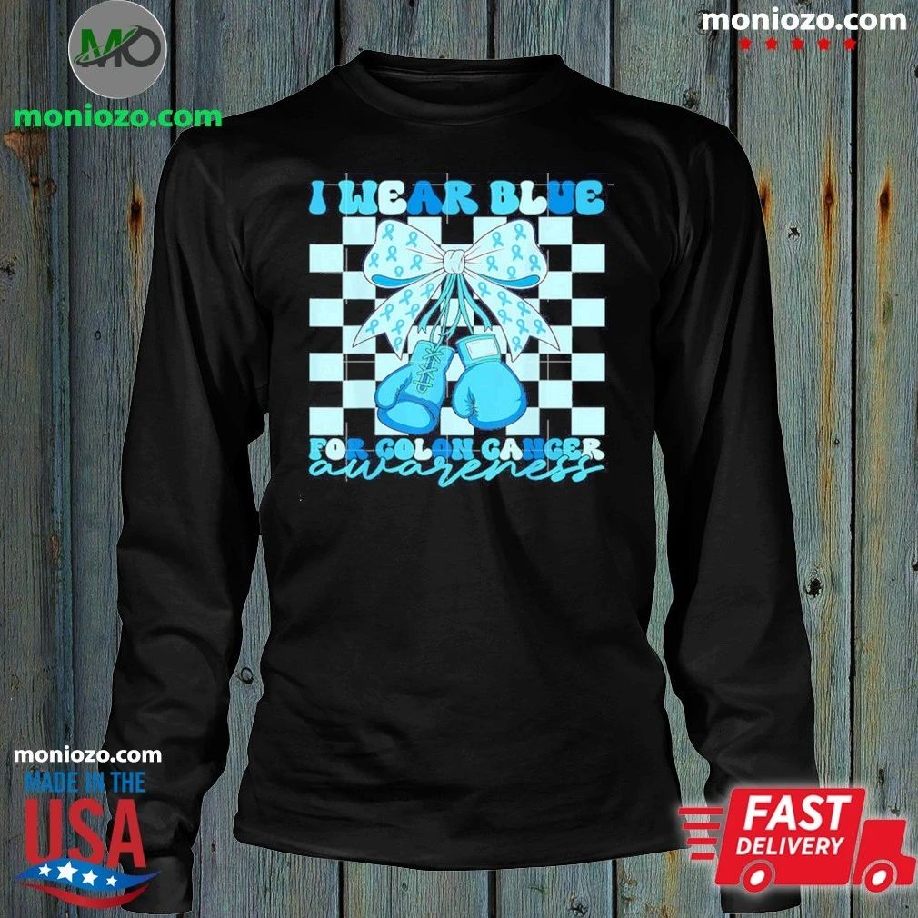 Original I Wear Blue for Colon Awareness Coquette Boxing Gloves Shirt
