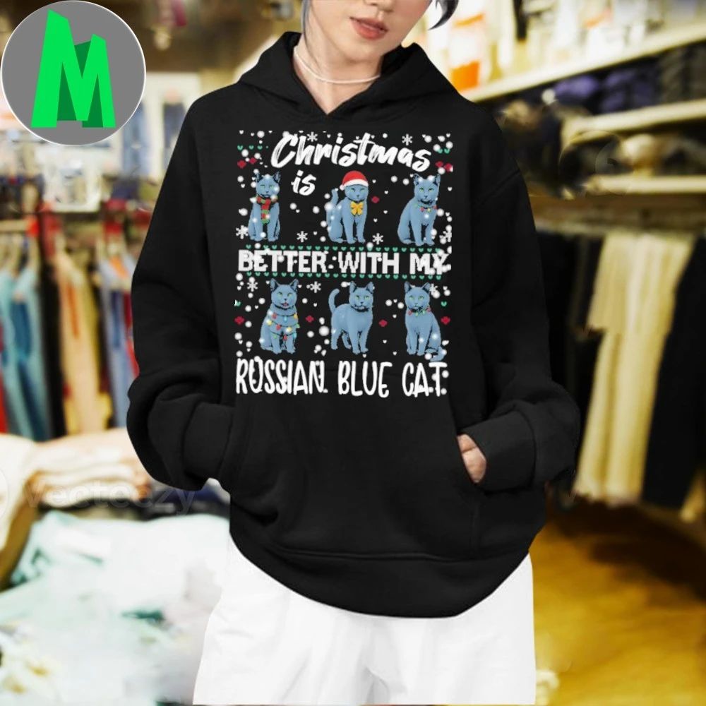 Christmas is better with Russian Blue Cat Shirt