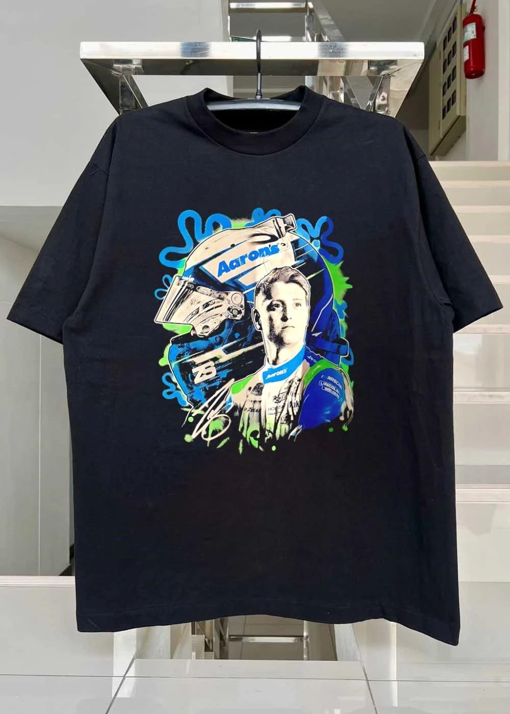 Signature Aaron’s NASCAR Lincoln Welder Ford 23 Driver Portrait T-Shirt