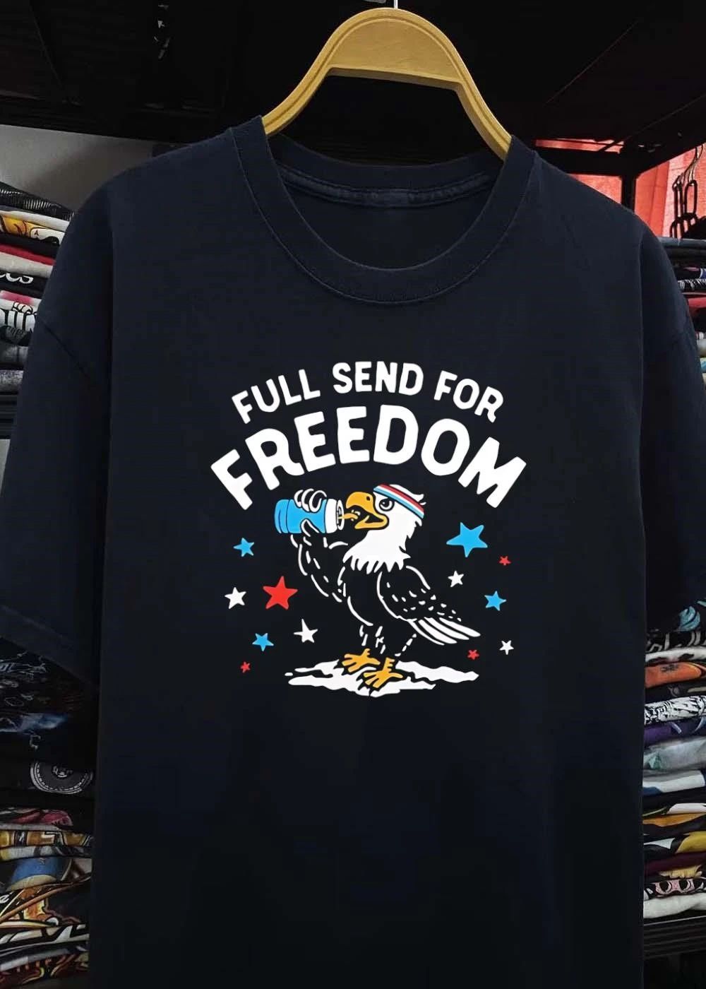 Full Send for Freedom Eagle Drinking Beer Shirt