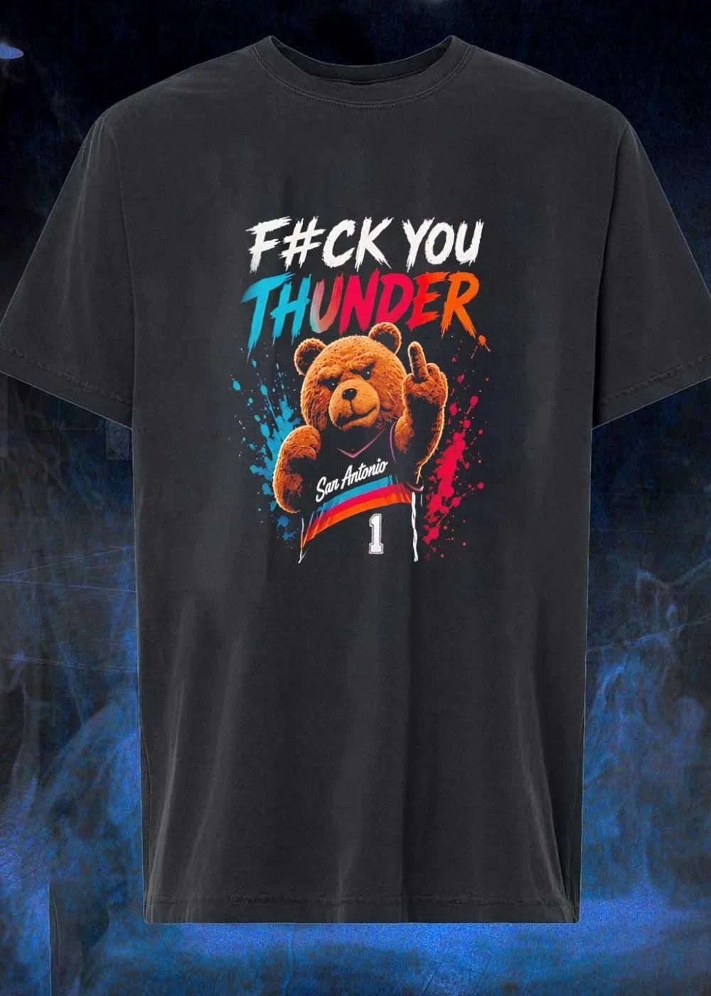 Ted Giving Middle Finger Fuck You Thunder San Antonio Spurs T-Shirt