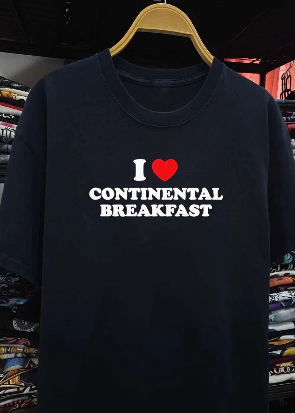 I Heart Love Continental Breakfast Black shirt