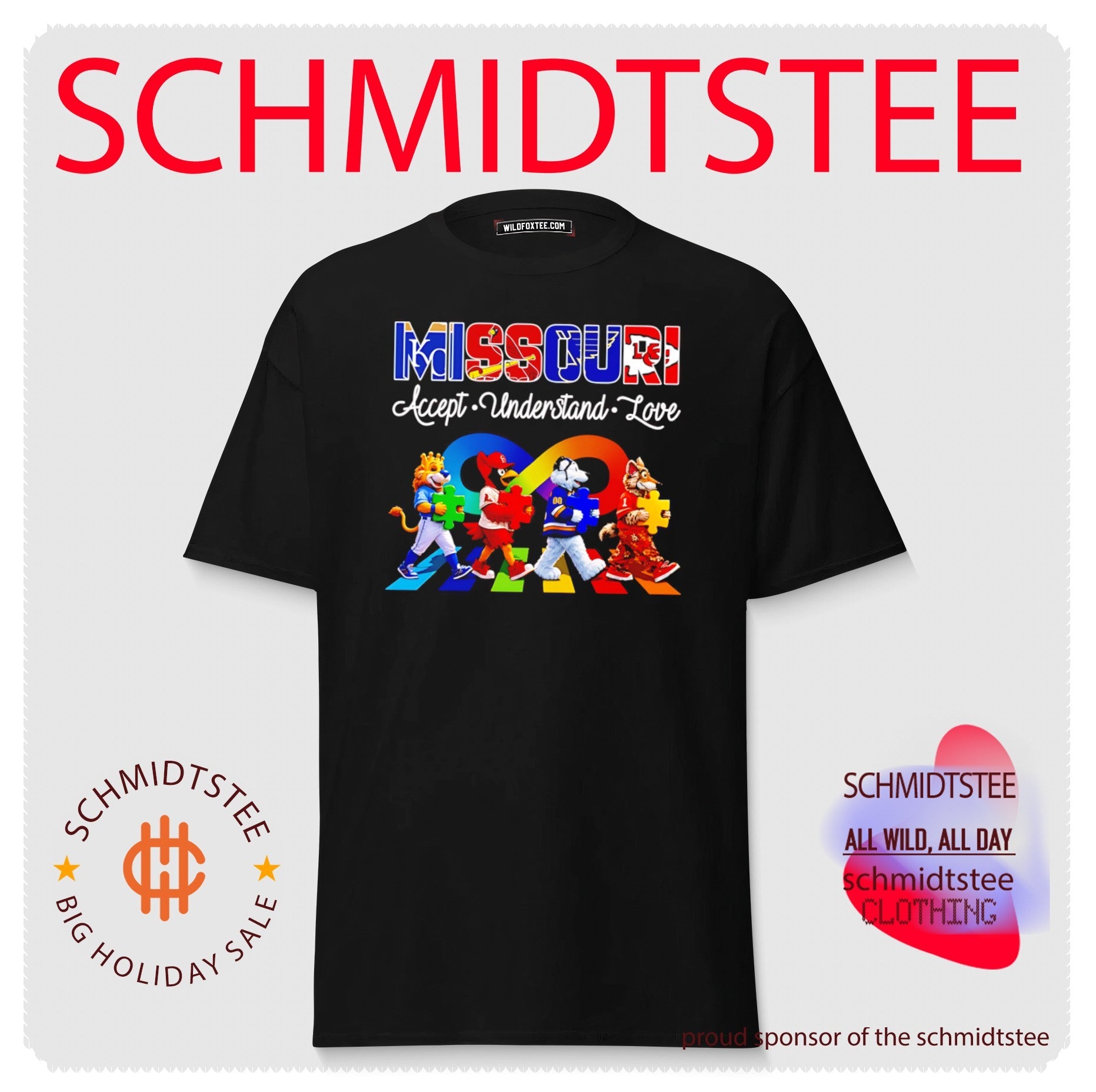 Missouri Accept Understand Love with Kansas City Royals Cardinals Blues and Chiefs Mascots shirt