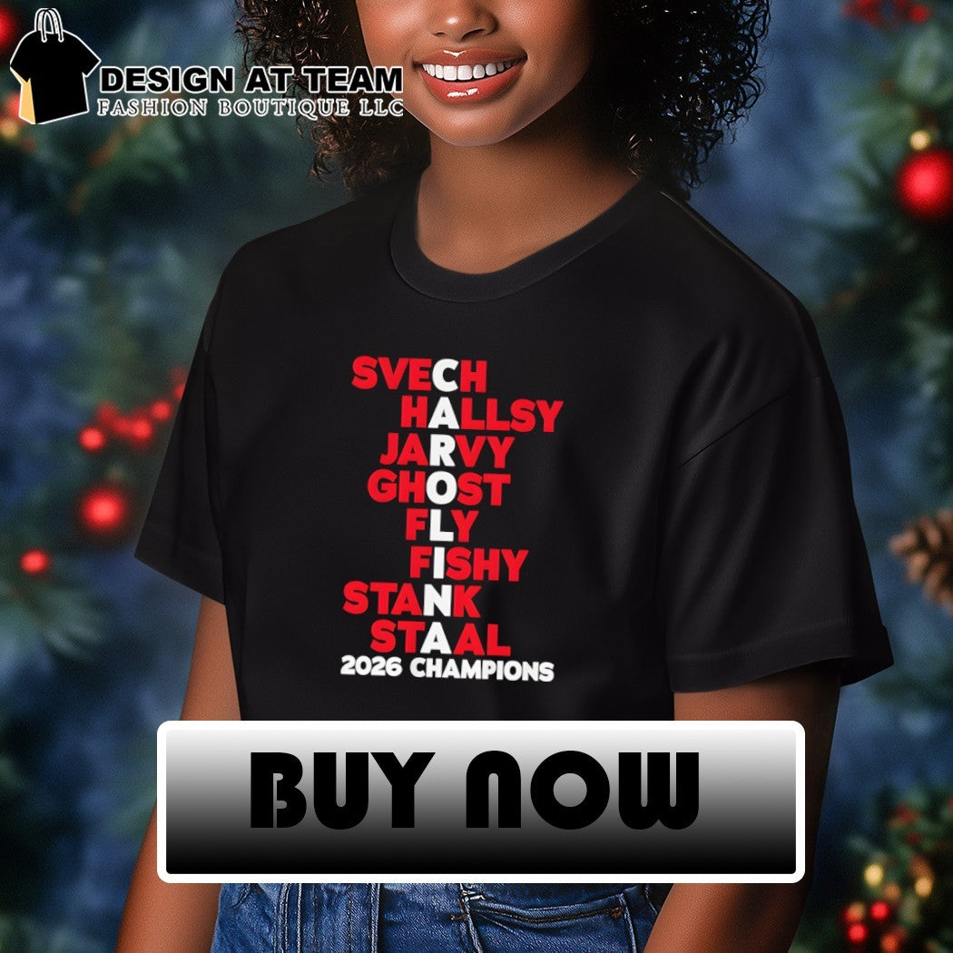 Carolina Hurricanes Hockey Names 2026 Champs Svech Hallsy Jarvy shirt